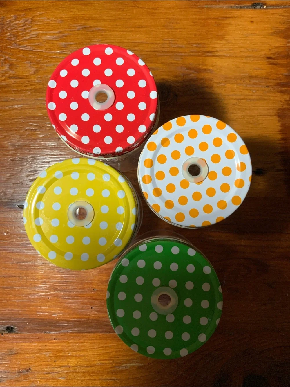 Set of 4 Polka Dot Drink Cups - Green, Yellow, Red, Orange